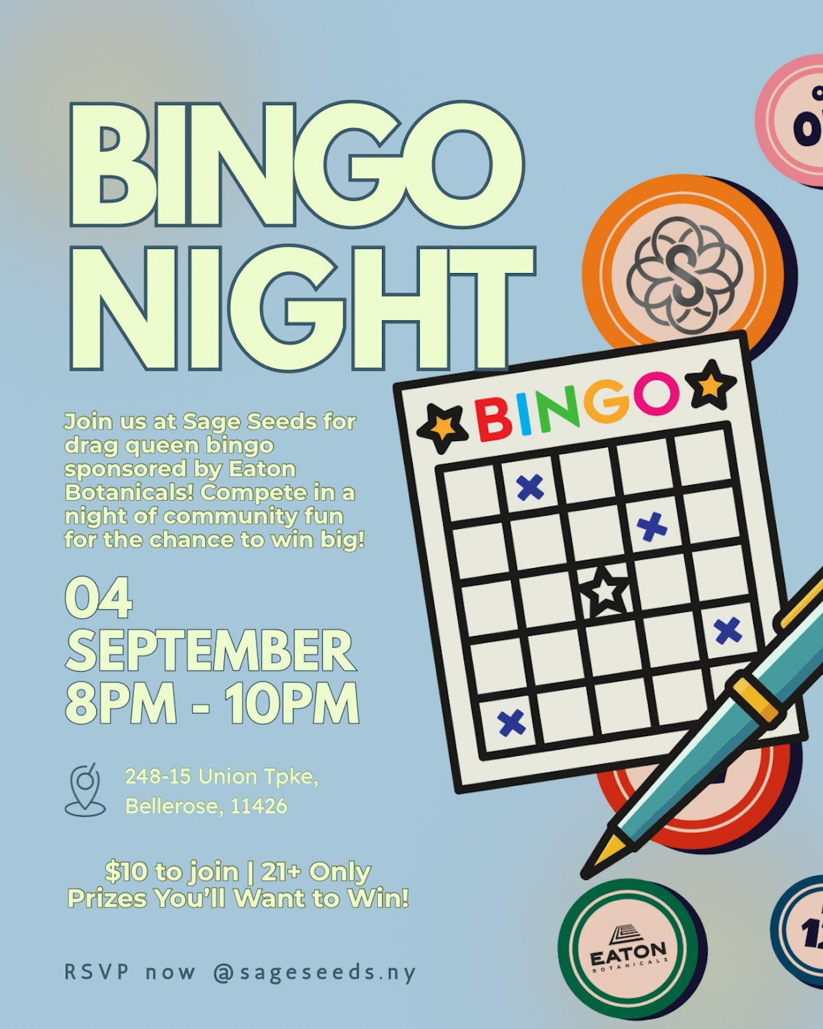 Drag Bingo w/ Eaton Botanicals @ Sage Seeds NY